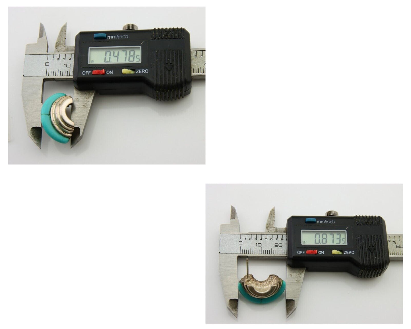 Navajo Half Hoop Earrings 925 Silver Natural Turquoise Artist Signed ShaRay C80s