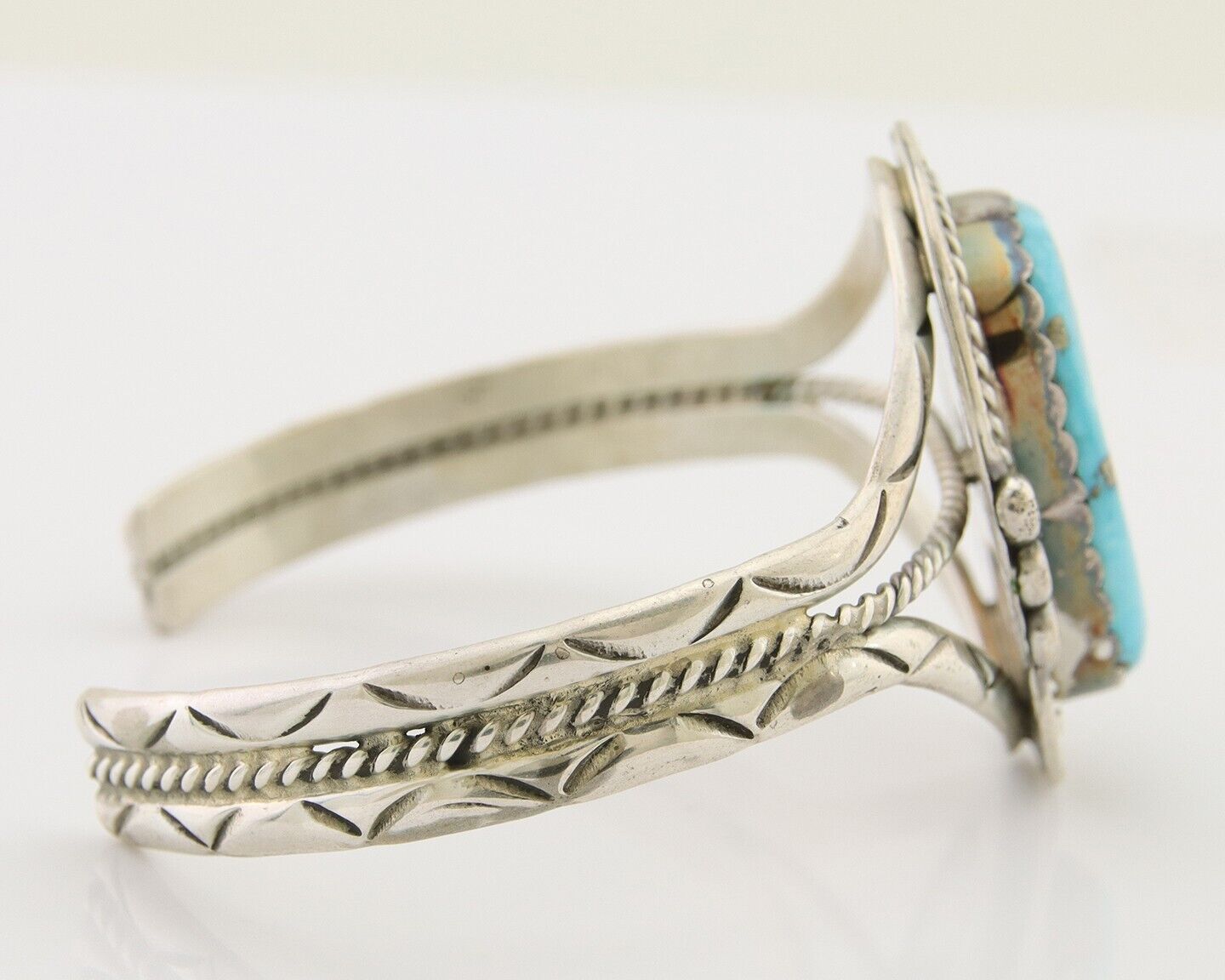 Navajo Morenci Turquoise Bracelet 925 Silver Artist Native American C.80's