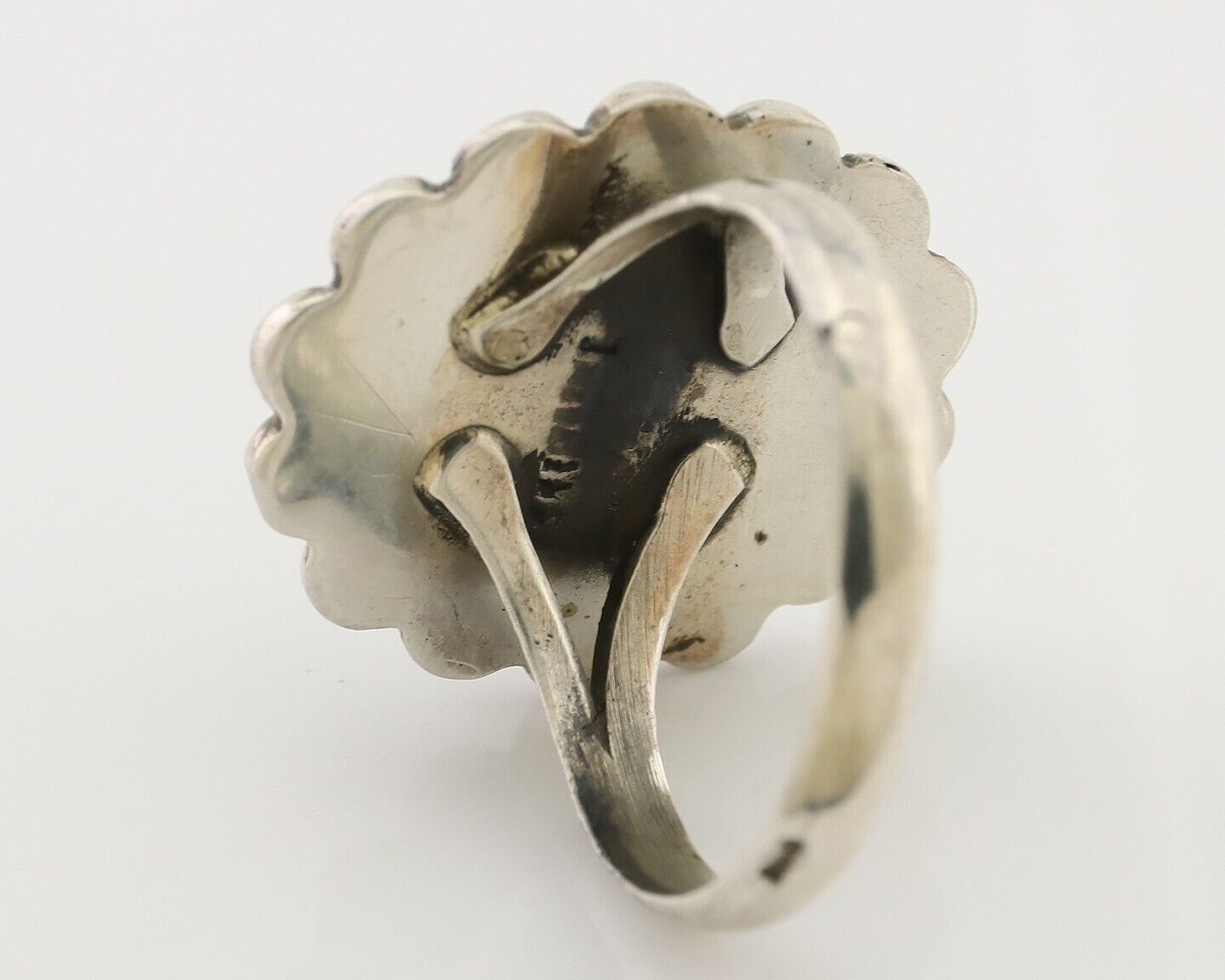 Navajo Handmade Ring 925 Silver Natural Fire Opal Native Artist Size 7.5 C.80's