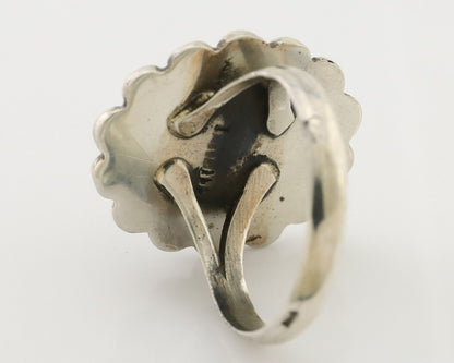 Navajo Handmade Ring 925 Silver Natural Fire Opal Native Artist Size 7.5 C.80's