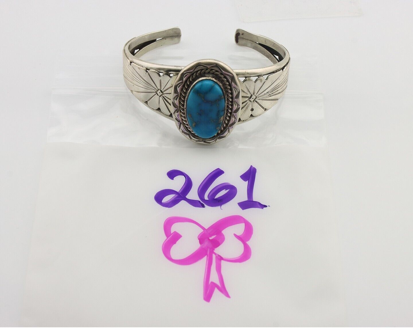 Navajo Bracelet 925 Silver Natural Fox Mine Turquoise Signed Doug Zachary C.80's