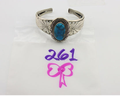 Navajo Bracelet 925 Silver Natural Fox Mine Turquoise Signed Doug Zachary C.80's