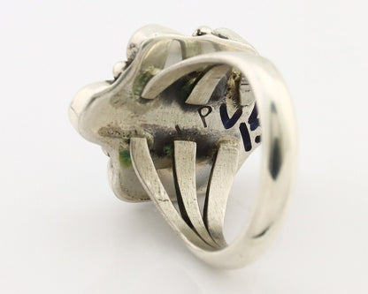 Navajo Ring 925 Silver Spiderweb Turquoise Artist Signed LP C.80's