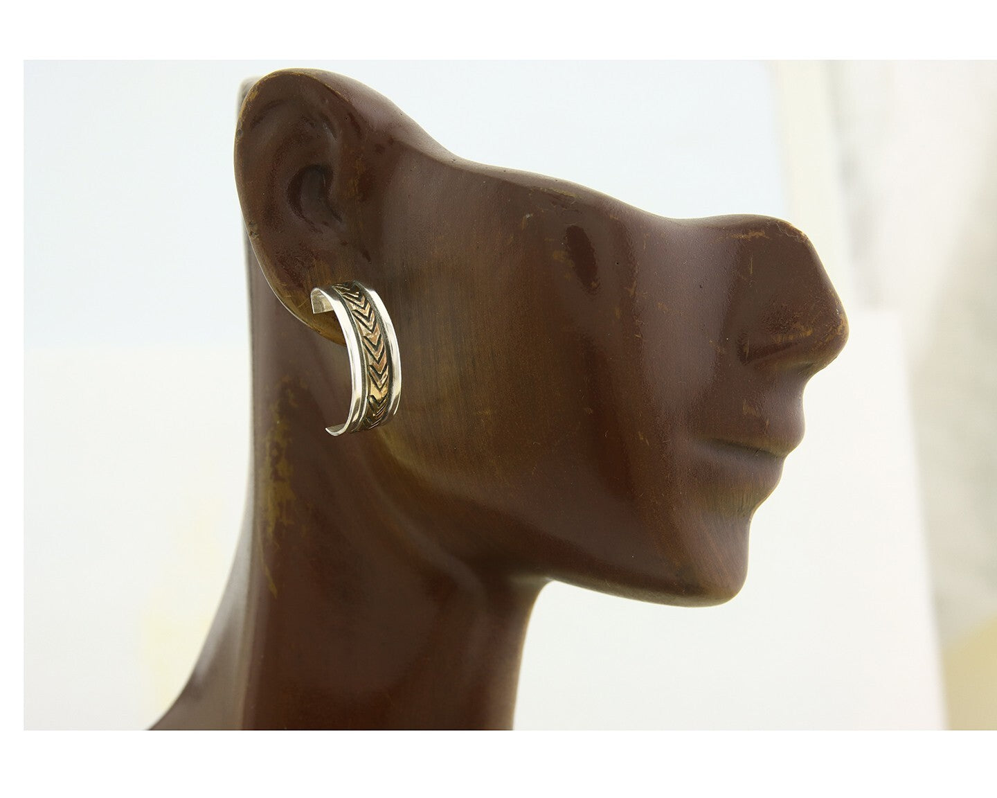 Navajo Hoop Earrings 925 Silver & Gold Artist Signed Randall Endito C.80's