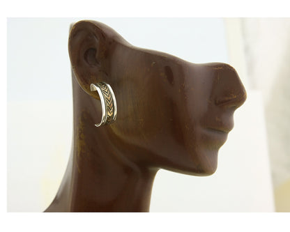 Navajo Hoop Earrings 925 Silver & Gold Artist Signed Randall Endito C.80's