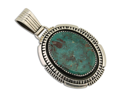 Navajo Pendant 925 Silver Natural Turquoise Artist Signed Lidia Begay C.80's