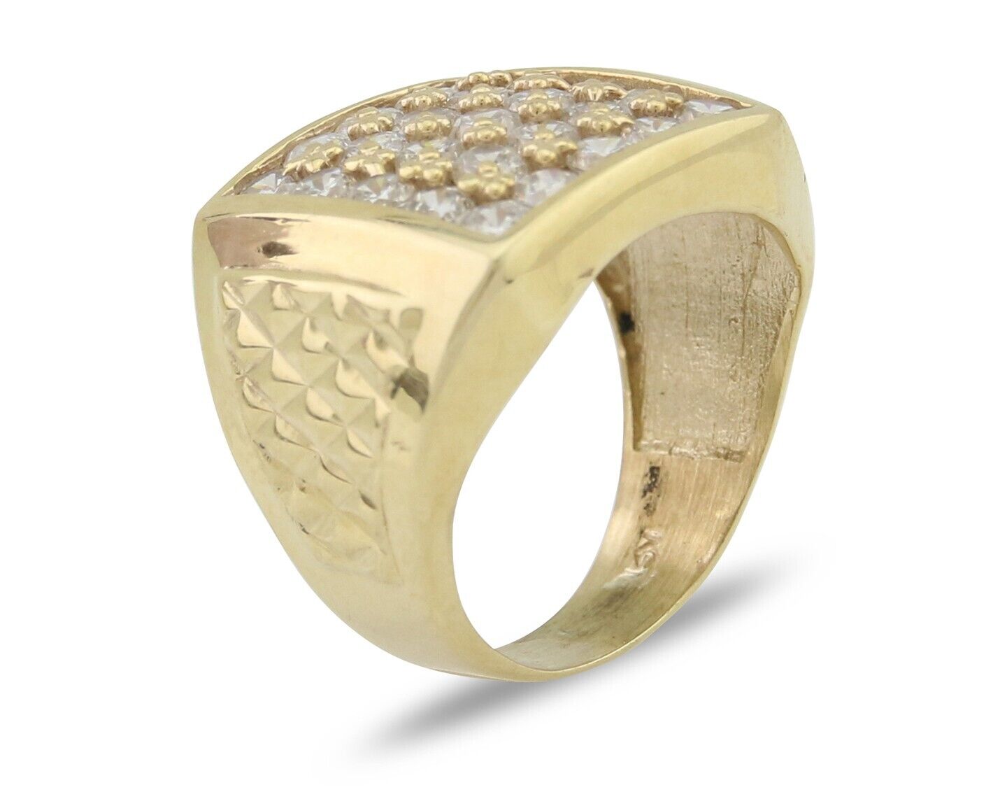 Men Simulated Diamond Pinky Ring 14k Solid Yellow Gold