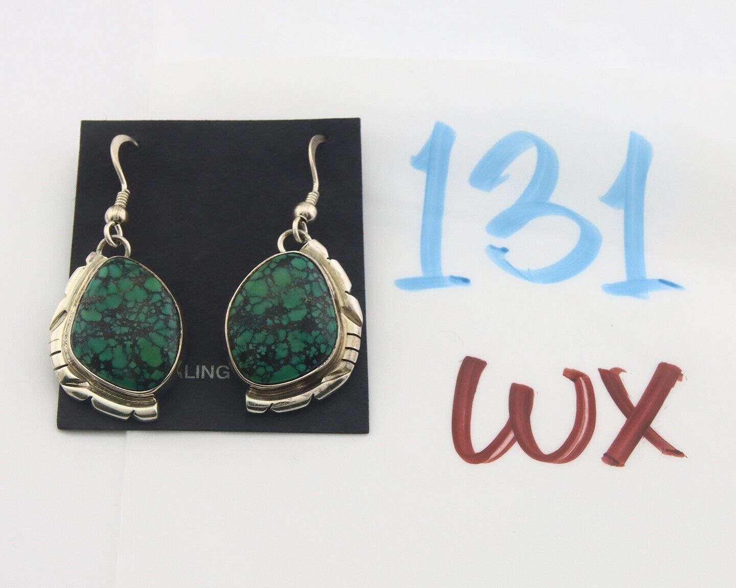 Navajo Earrings 925 Silver Handmade Natural Turquoise Native Artist C.80's