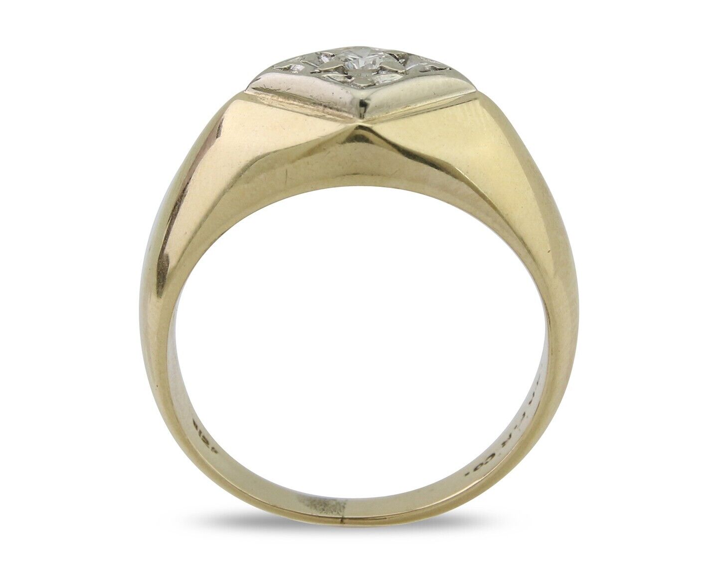 Men Natural Mined Diamond Solitaire Ring 14k Solid Yellow Gold