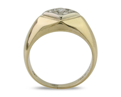 Men Natural Mined Diamond Solitaire Ring 14k Solid Yellow Gold
