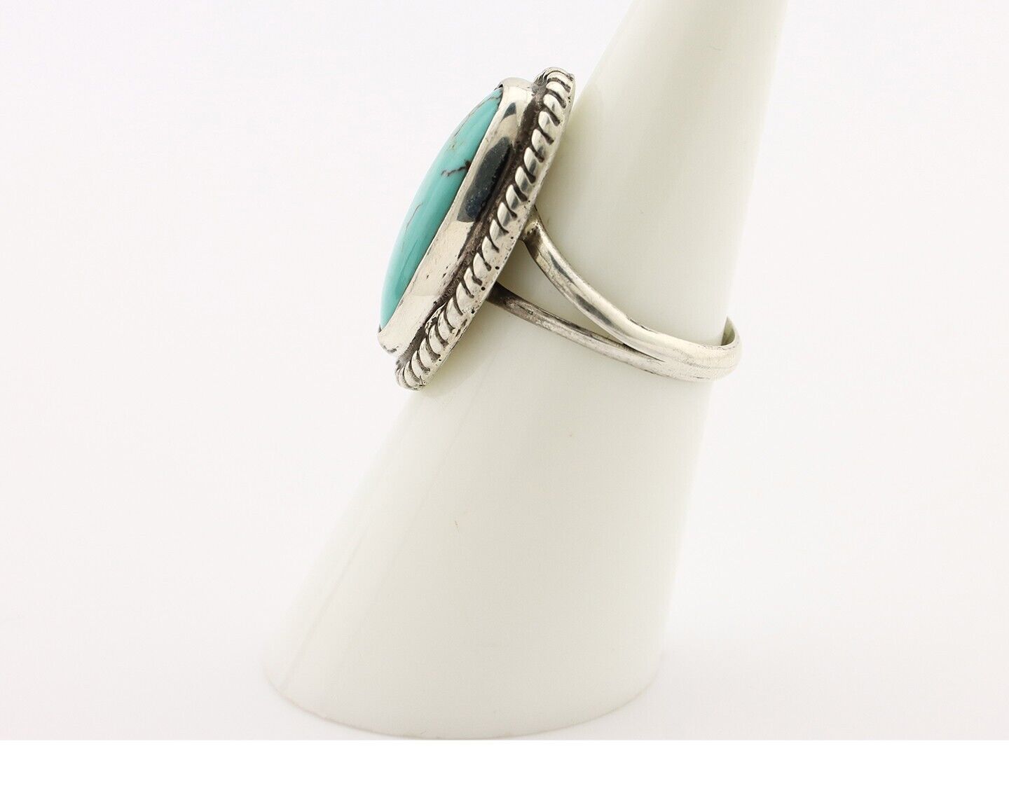 Navajo Ring 925 Silver Kingman Turquoise Artist Signed M Montoya C.80's