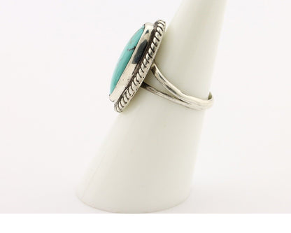 Navajo Ring 925 Silver Kingman Turquoise Artist Signed M Montoya C.80's
