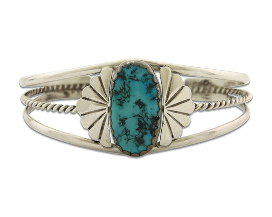 Vintage Navajo Bracelet 925 Silver Turquoise Handmade Signed L T Chee