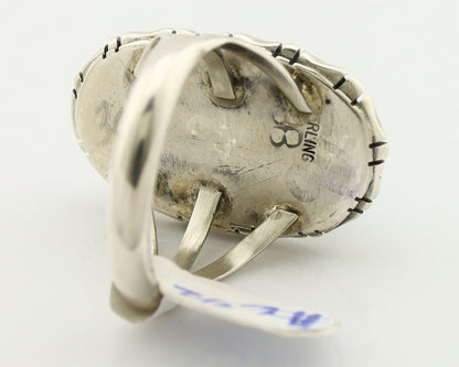 Navajo Ring 925 Silver Sleeping Beauty Turquoise Artist Signed BB C.80's