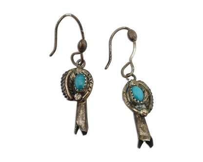 Navajo Earrings 925 Silver Natural Blue Artist Signed Turquoise P HALE C.80's
