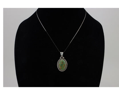 Navajo Pendant 925 Silver Natural Green Turquoise Signed M Montoya C.90s