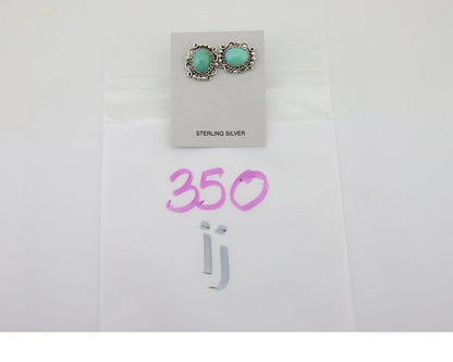 Navajo Earrings 925 Natural Turquoise Native Artist Signed VM C.80's