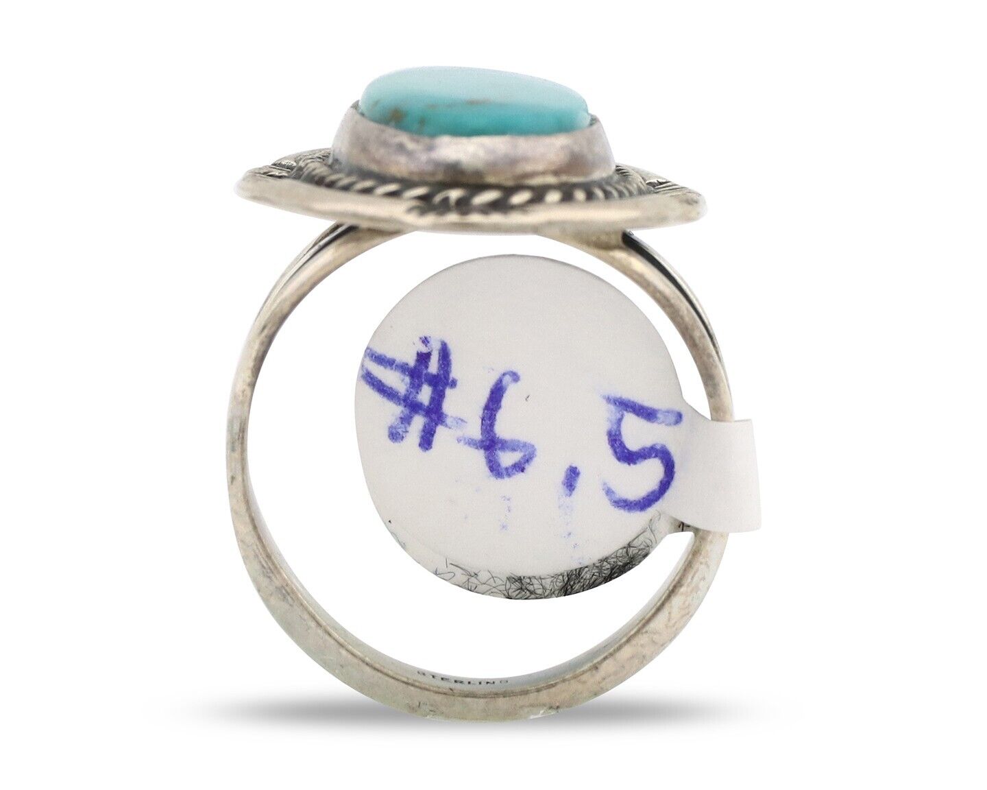 Navajo Ring 925 Silver Natural Turquoise Native Artist Signed M Begay C.80's