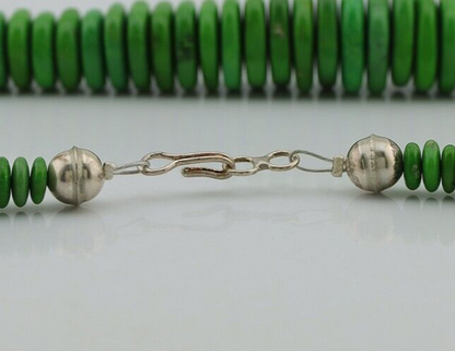 Navajo Necklace 925 Silver Green Apple Mojave Turquoise Native American Artist