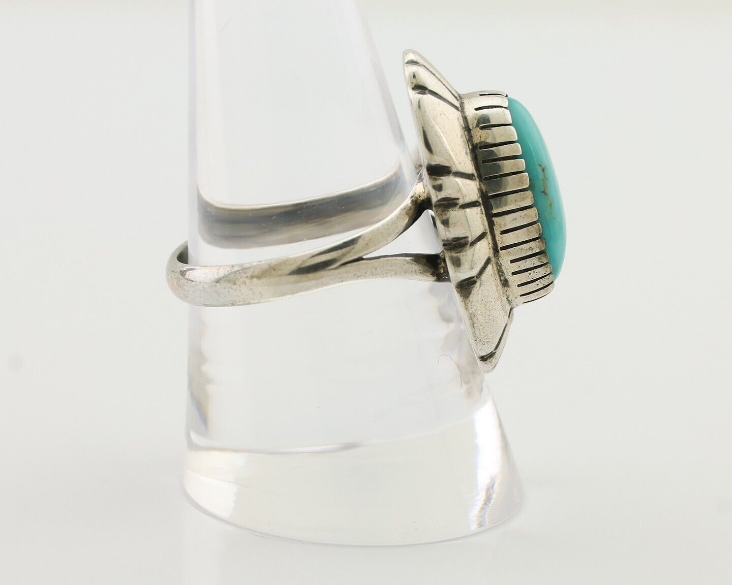 Navajo Ring 925 Silver Kingman Turquoise Signed M Montoya Size 9.25 C.80's