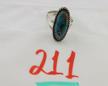 Navajo Ring 925 Silver Natural Turquoise Native American Artist C.80's
