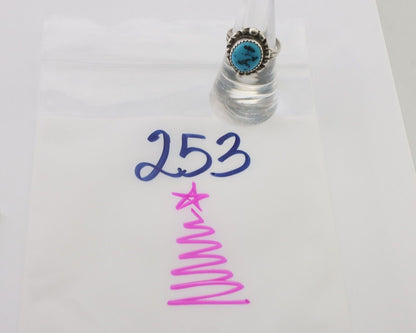 Navajo Ring 925 Silver Sleeping Beauty Turquoise Artist Signed SC C.80's