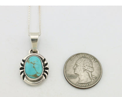 Navajo Necklace 925 Silver Arizona Turquoise Handmade Signed Gecko C.90's