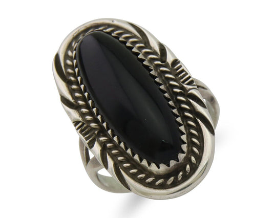 Navajo Handmade Ring 925 Silver Black Onyx Native American Artist C.80's