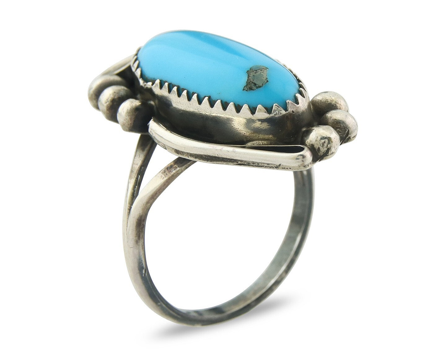 Navajo Ring Sterling Silver Authentic Turquoise Signed Justin Morris Size 7.0