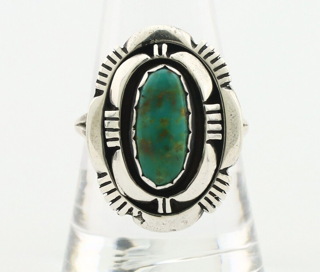 Navajo Ring 925 Silver Turquoise Artist Signed Leonard & Marian Nez C.80's