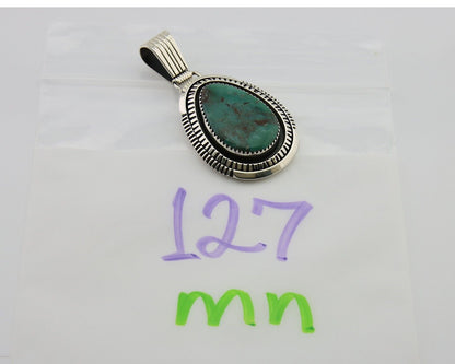 Navajo Pendant 925 Silver Natural Turquoise Artist Signed Lidia Begay C.80's