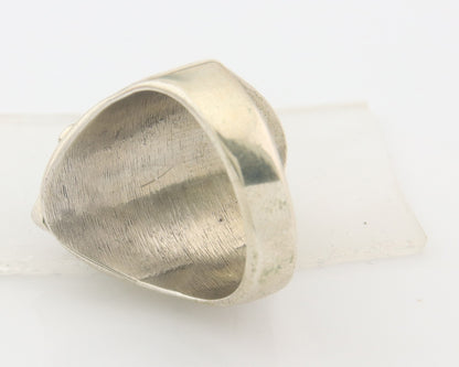 Men Heavy Navajo Ring 925 Sterling Natural Coral & Turquoise C.80's Size 12.25