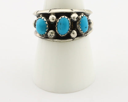 Navajo Ring 925 Silver Sleeping Beauty Turquoise Artist Signed JL C.80's