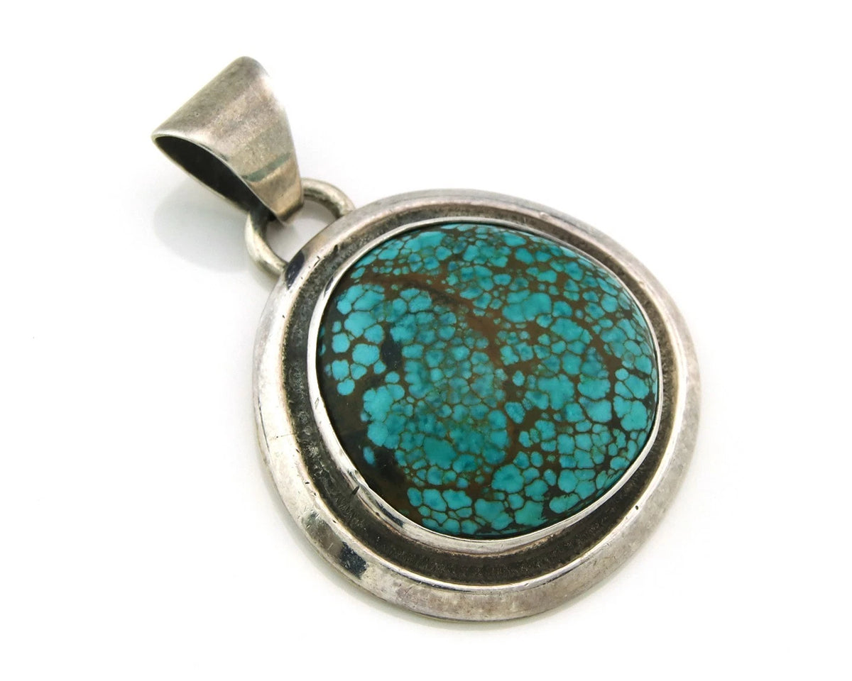 Navajo Pendant 925 Sterling Silver Natural Turquoise Handmade Vintage Artist