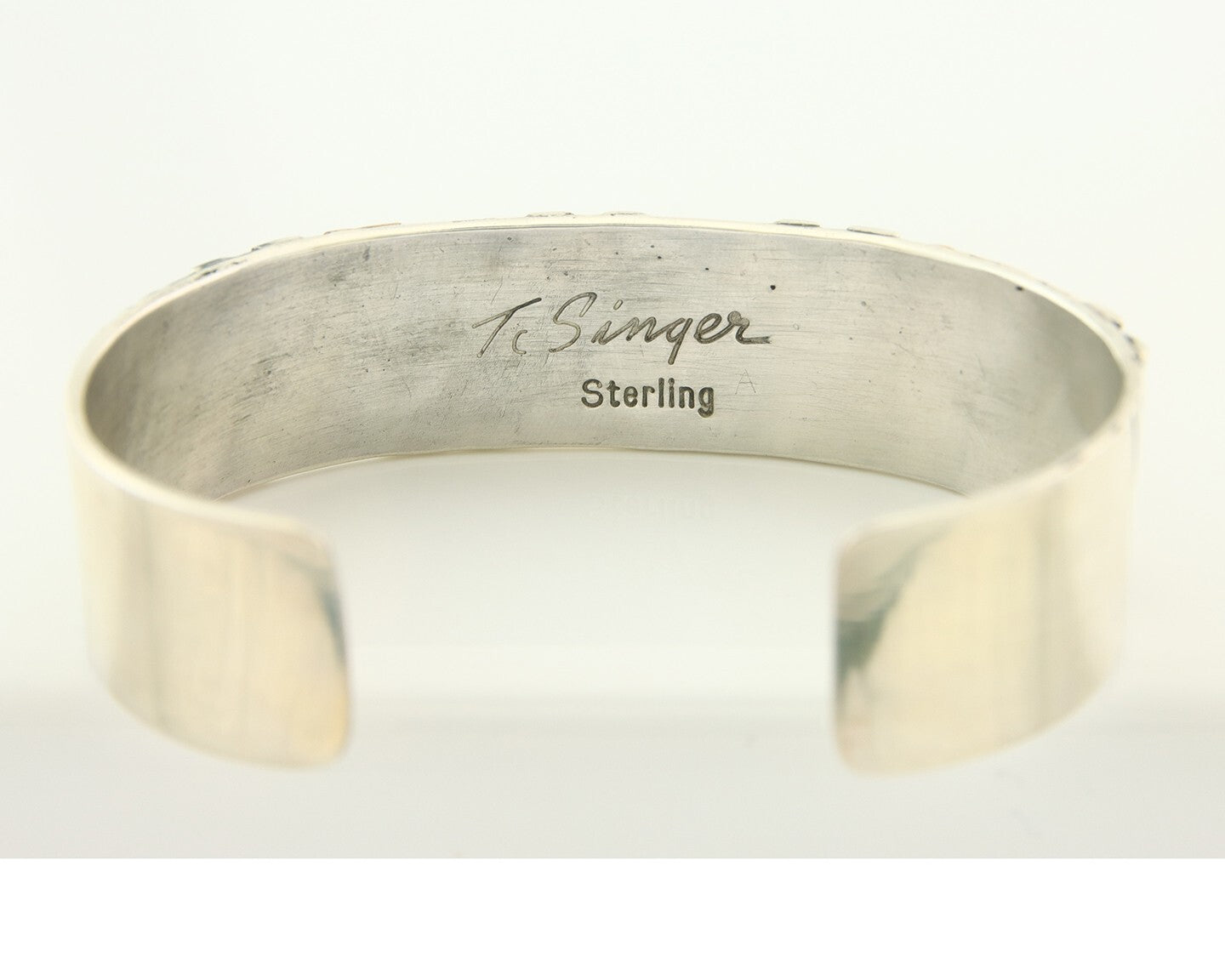 Navajo Bracelet Gold & 925 Silver Handmade 16 mm Wide Signed Thomas Singer C80s