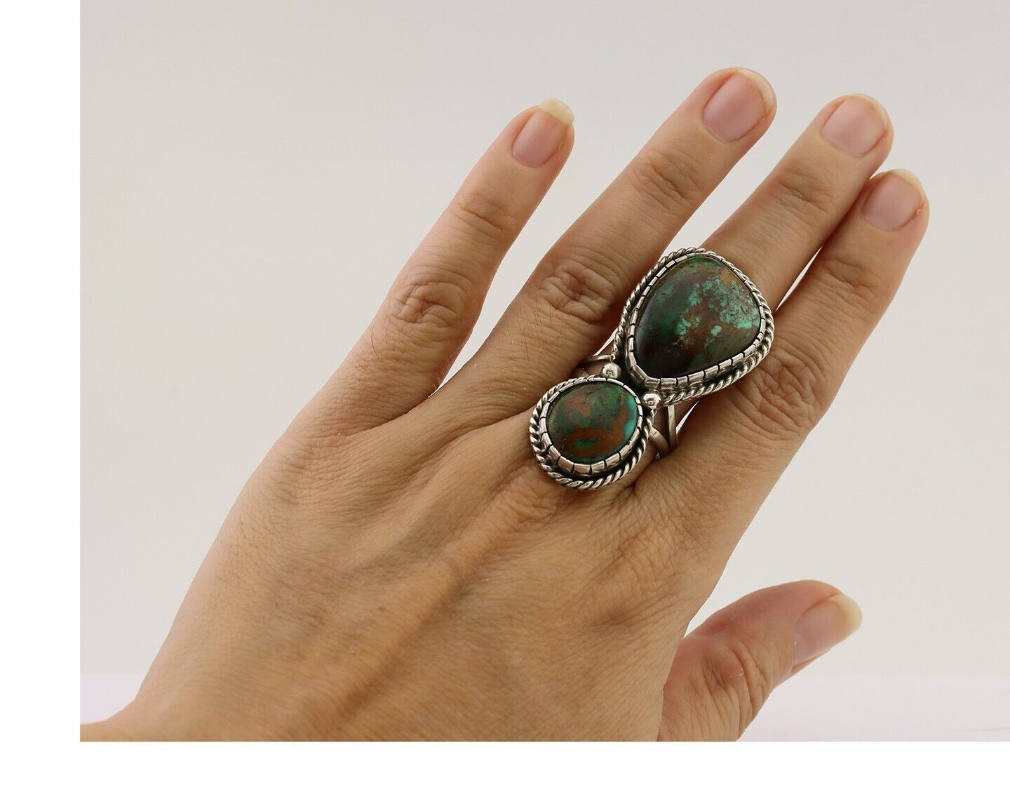Navajo Handmade Ring 925 Silver Natural Tuquoise Artist Signed B Yazzie C.80's
