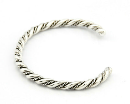 Navajo 4.0 mm Wide 925 Solid Sterling Silver Handmade Hand Stamped Cuff Bracelet
