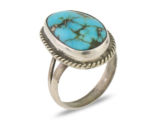 Navajo Handmade Ring 925 Silver Turquoise Native American Artist C.80's