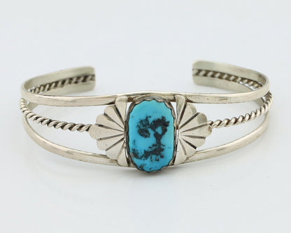 Navajo Bracelet 925 Silver Sleeping Beauty Turquoise Artist Signed LT CHEE C80s