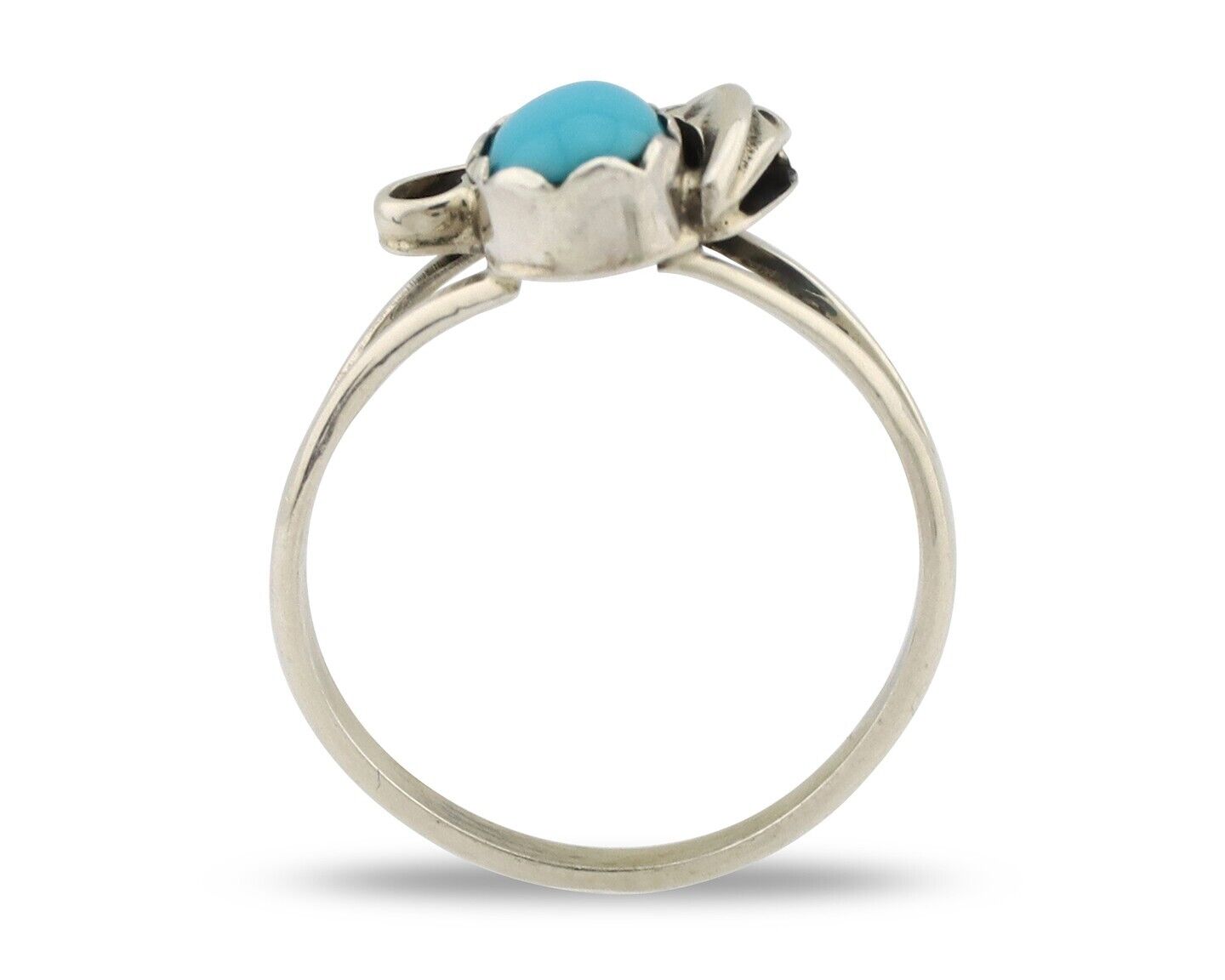 Navajo Ring .925 Silver Sleeping Beauty Turquoise Native American Artist C.80's