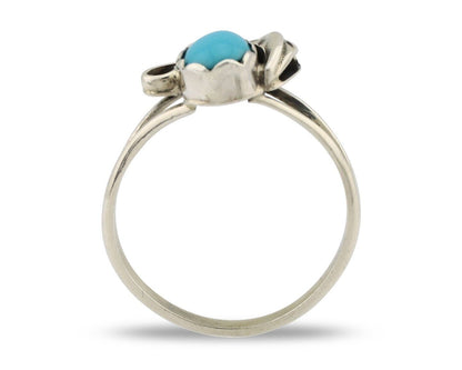 Navajo Ring .925 Silver Sleeping Beauty Turquoise Native American Artist C.80's