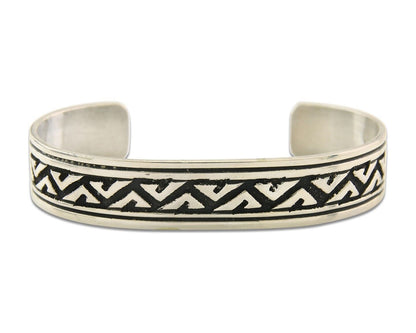 Navajo Bracelet 925 Silver Artist Signed Thomas Singer Cuff Made in the 1980's