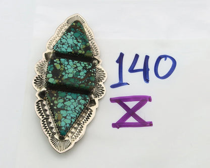 Navajo Handmade Pin Sterling Silver Turquoise Vintage Artist Signed GB