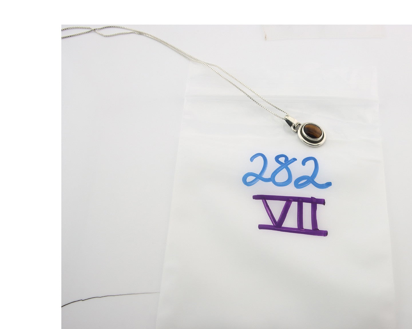 Navajo Sterling Silver Necklace Authentic Tiger Eye Sapphire Vintage Handmade