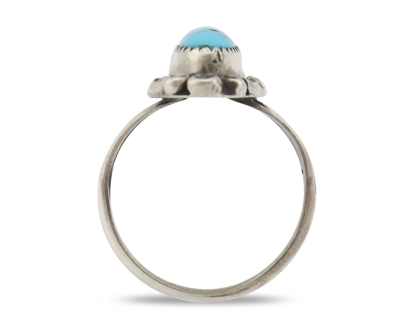 Navajo Ring .925 Silver Sleeping Beauty Turquoise Signed SkyStone Creations C80s
