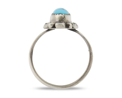 Navajo Ring .925 Silver Sleeping Beauty Turquoise Signed SkyStone Creations C80s