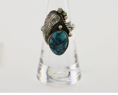 Navajo Handmade Ring 925 Silver Turquoise Signed BP C.80's