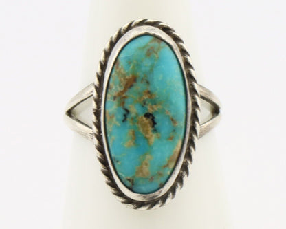 Navajo Ring 925 Silver Kingman Turquoise Artist Native American Signed C.80's