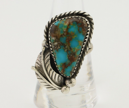 Navajo Ring 925 Silver Natural Blue Turquoise Artist Signed IJC C.80's