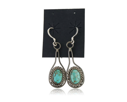 Navajo Dangle Earrings 925 Silver Natural Turquoise Native American Artist C.80s